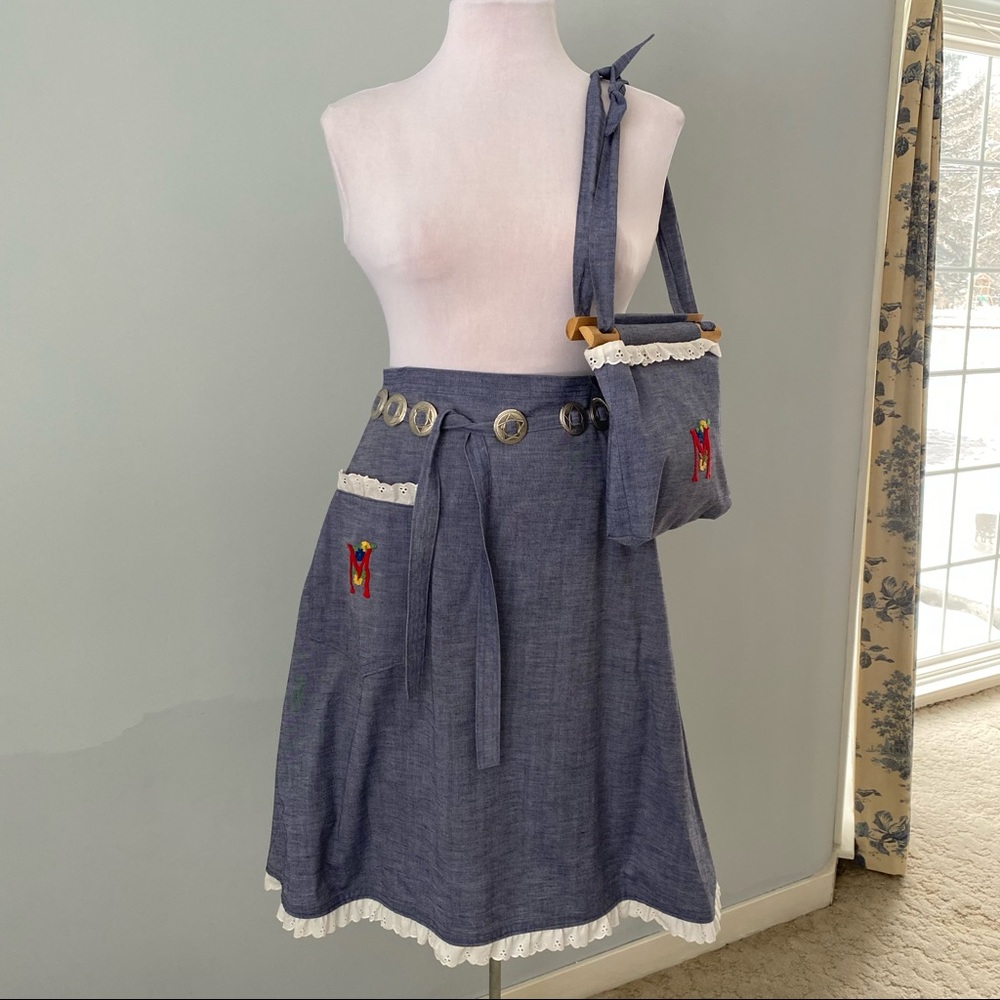 Denim Monogrammed Wrap Skirt